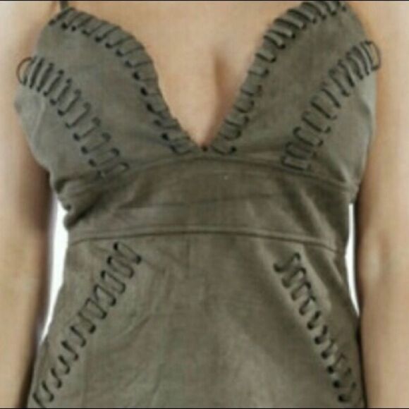 Laced Faux Suede Dress - Picture 3 of 16